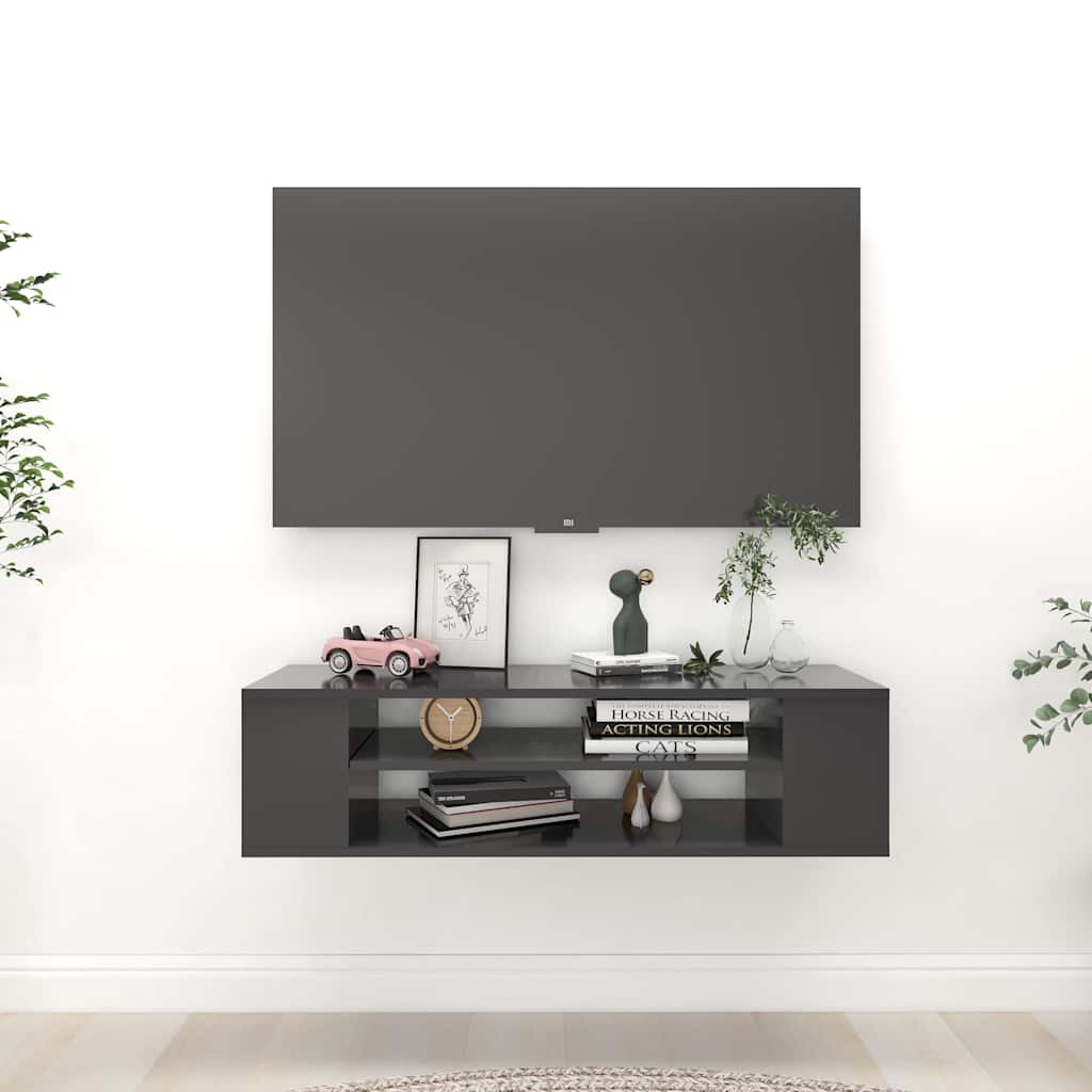Hanging TV Cabinet Grey 100x30x26.5 cm Engineered Wood