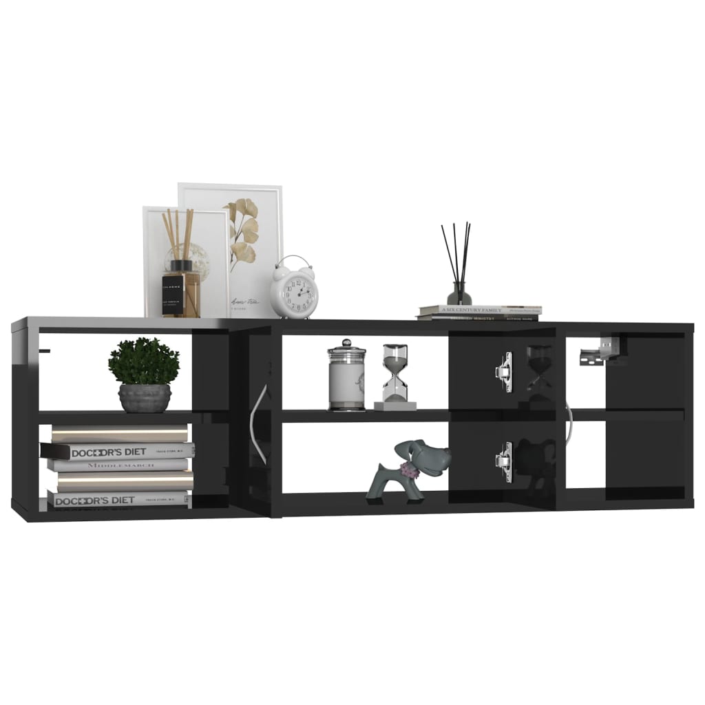 Wall Shelf High Gloss Black 102x30x29 cm Engineered Wood