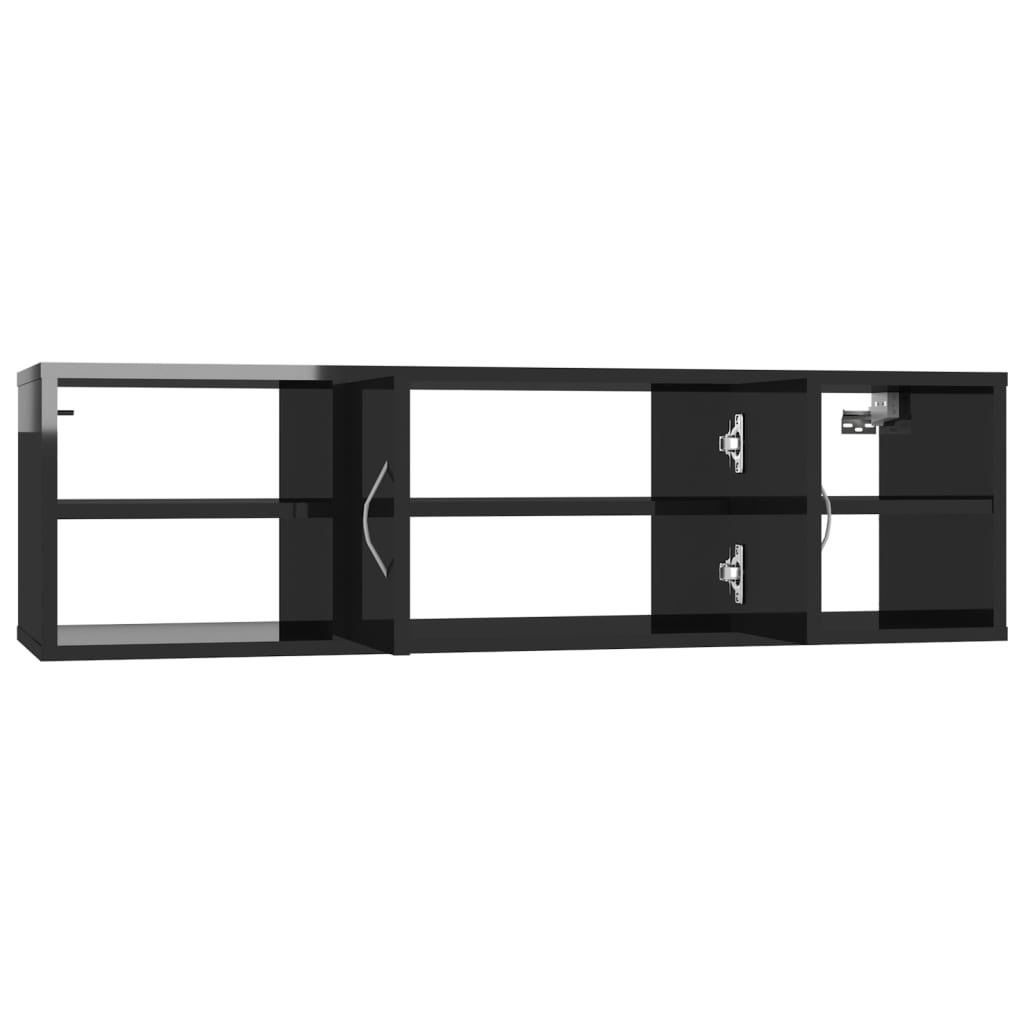 Wall Shelf High Gloss Black 102x30x29 cm Engineered Wood