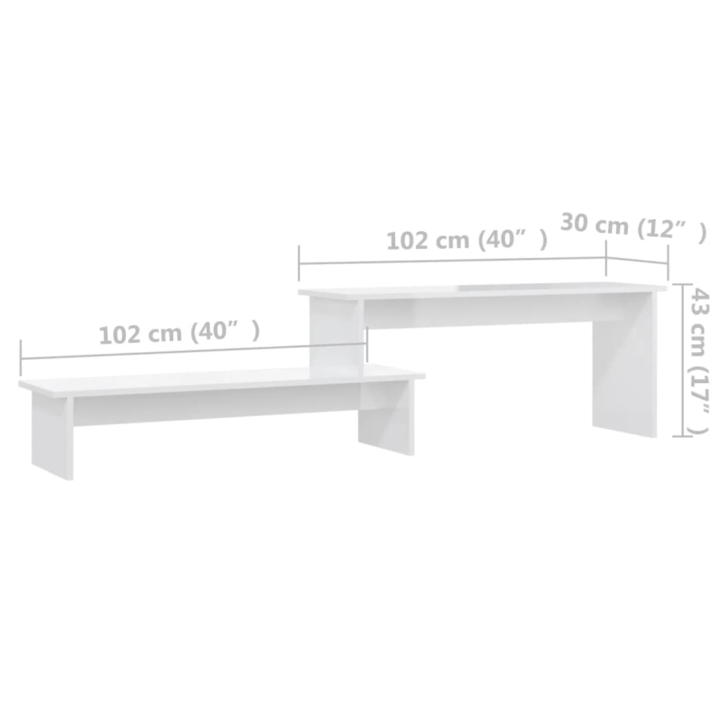 TV Cabinet High Gloss White 180x30x43 cm Engineered Wood