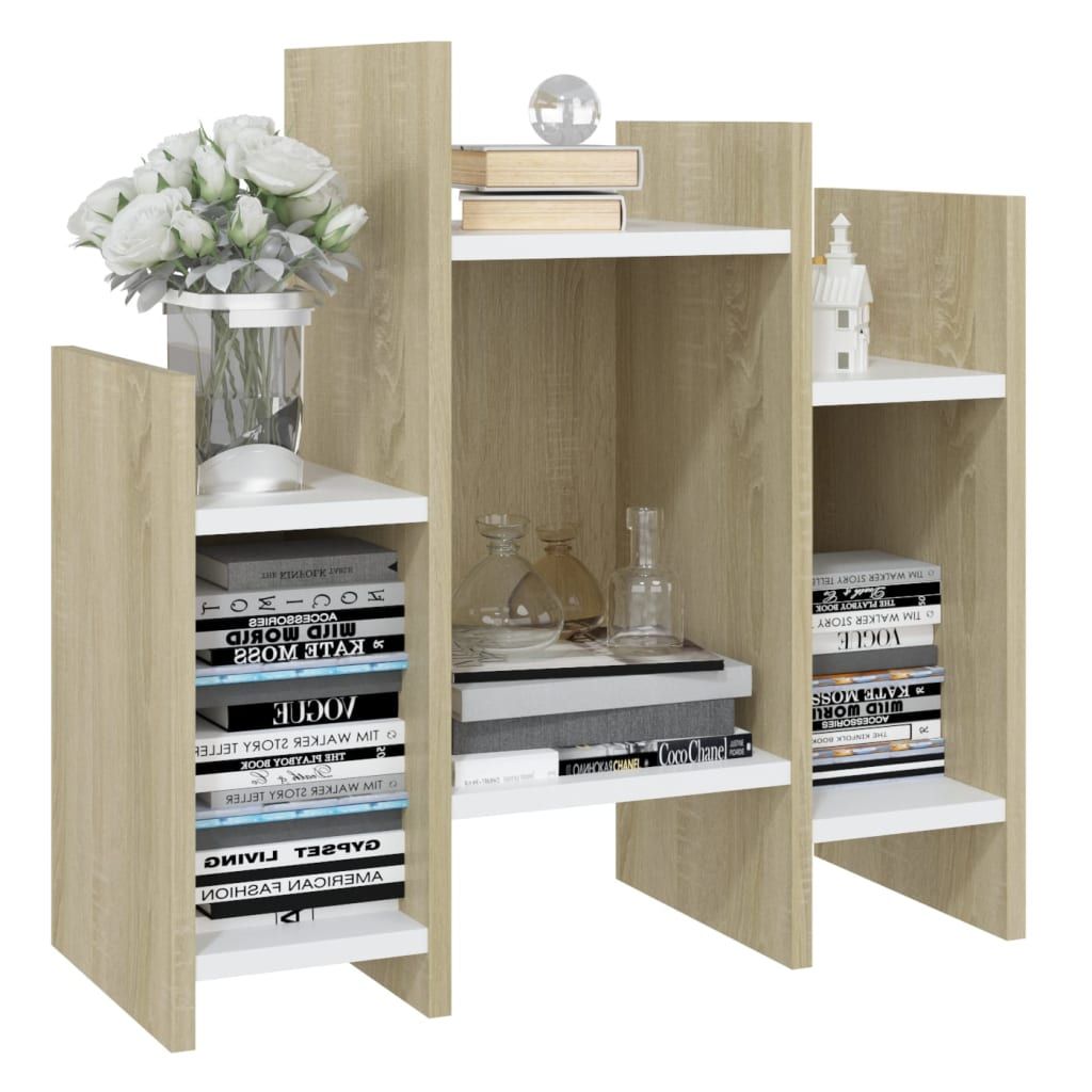 Side Cabinet Sonoma Oak and White 60x26x60 cm Engineered Wood