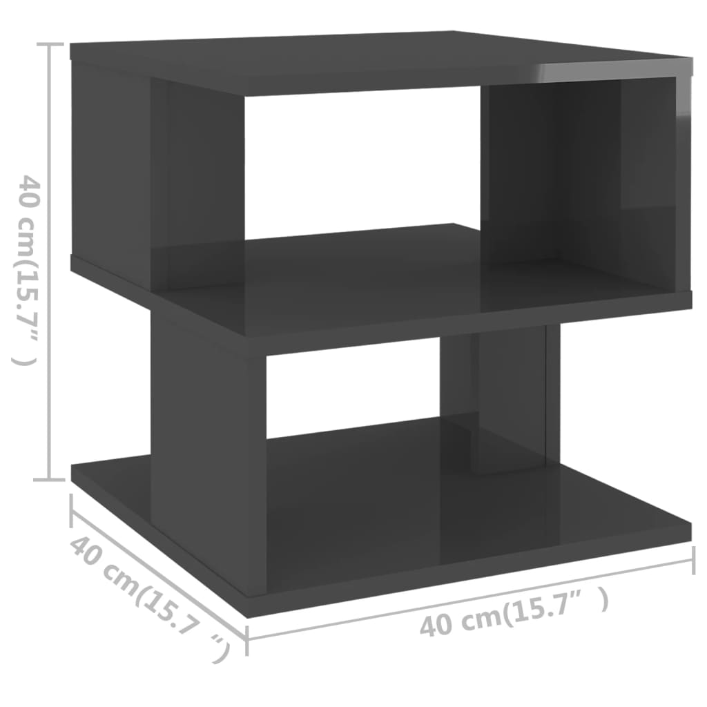 Side Table High Gloss Grey 40x40x40 cm Engineered Wood