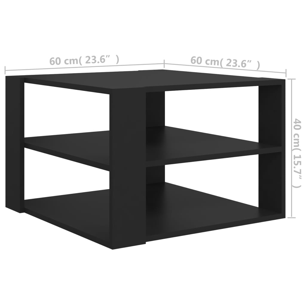 Coffee Table Black 60x60x40 cm Engineered Wood