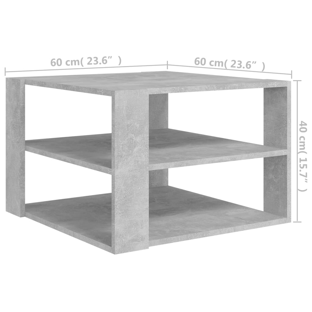 Coffee Table Concrete Grey 60x60x40 cm Engineered Wood