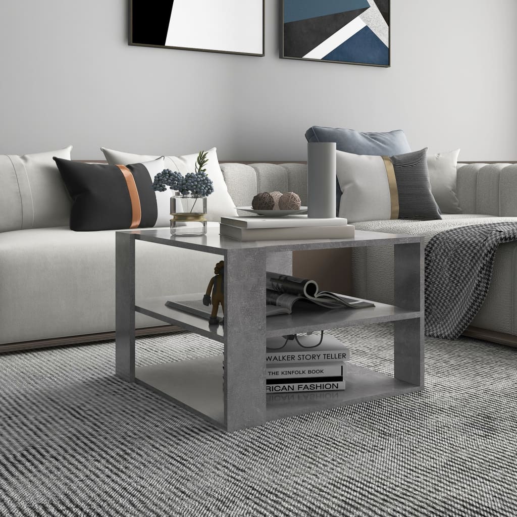 Coffee Table Concrete Grey 60x60x40 cm Engineered Wood