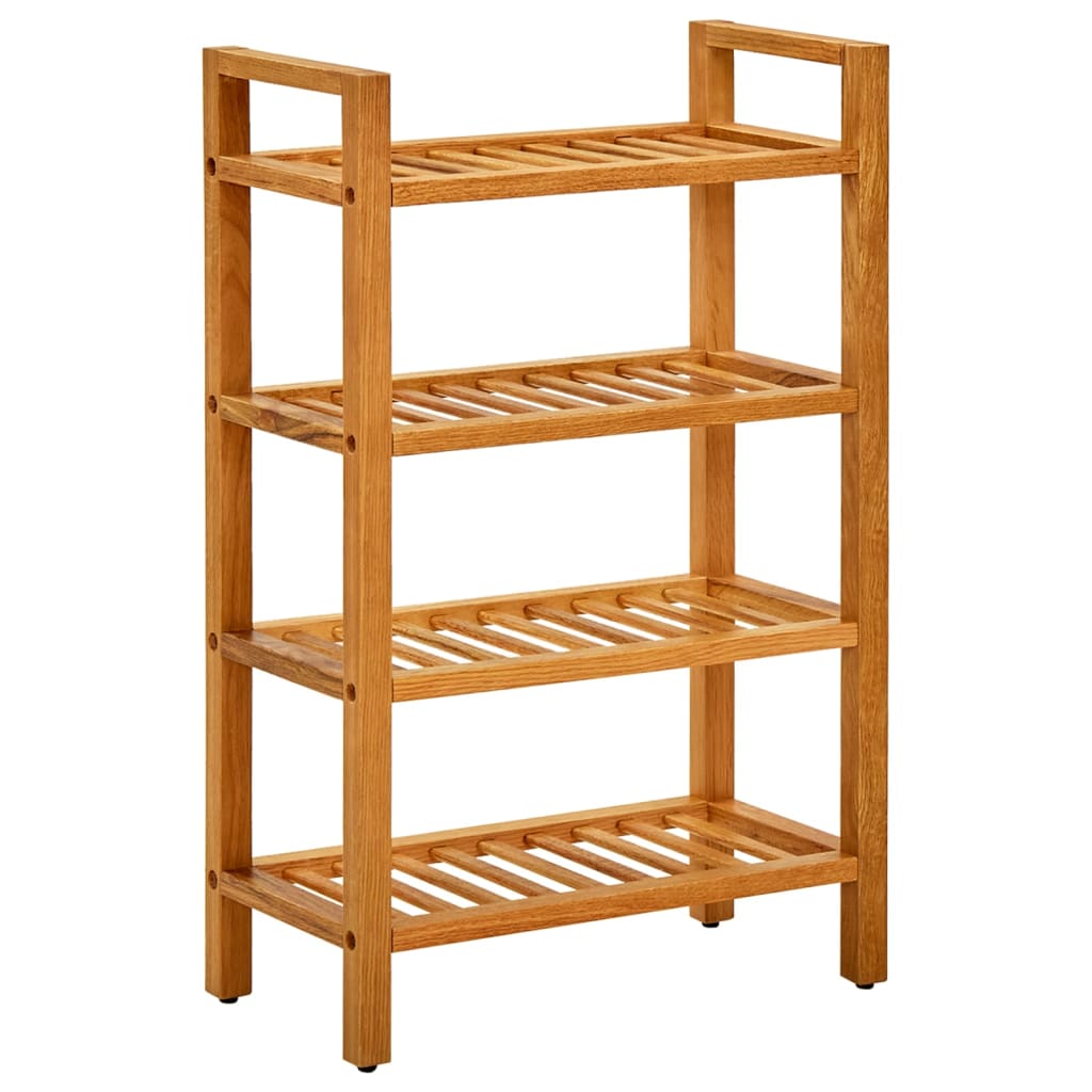 Shoe Rack with 4 Shelves 50x27x80 cm Solid Oak Wood