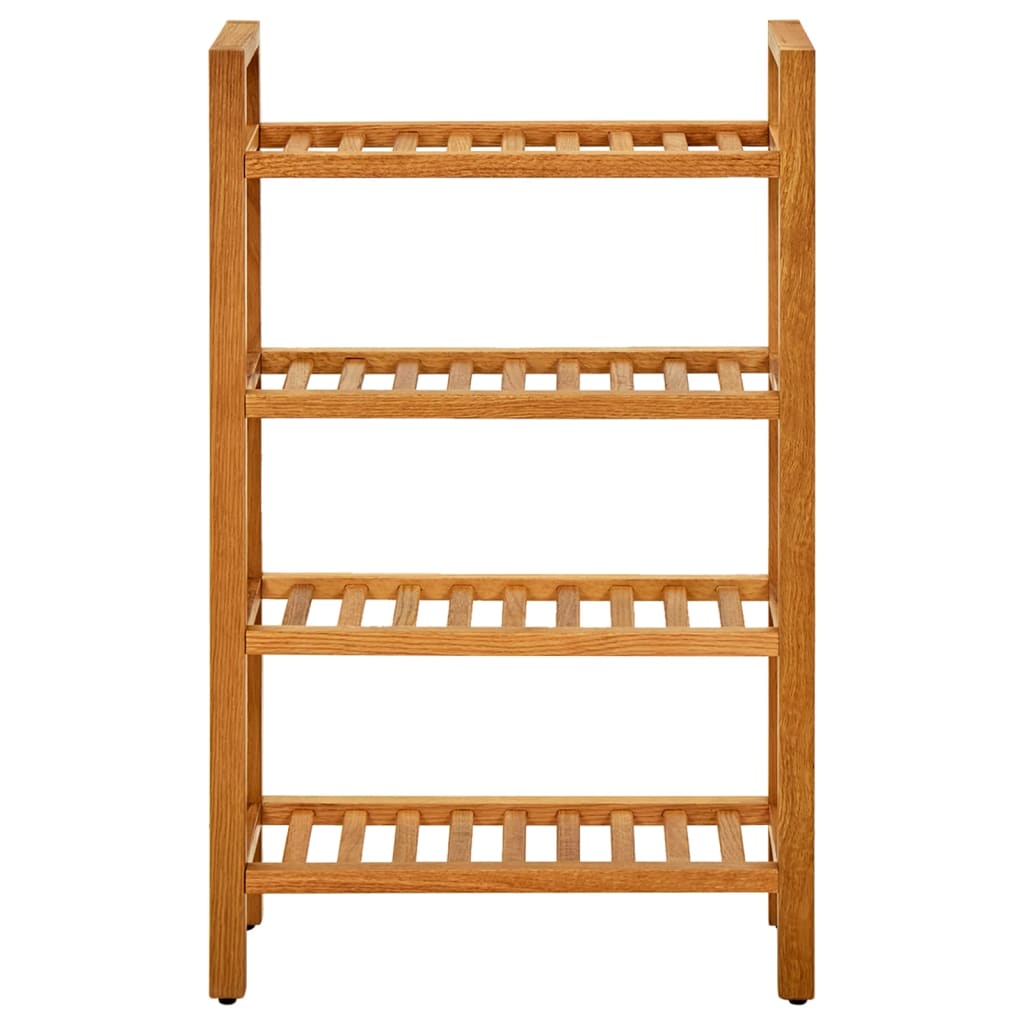 Shoe Rack with 4 Shelves 50x27x80 cm Solid Oak Wood