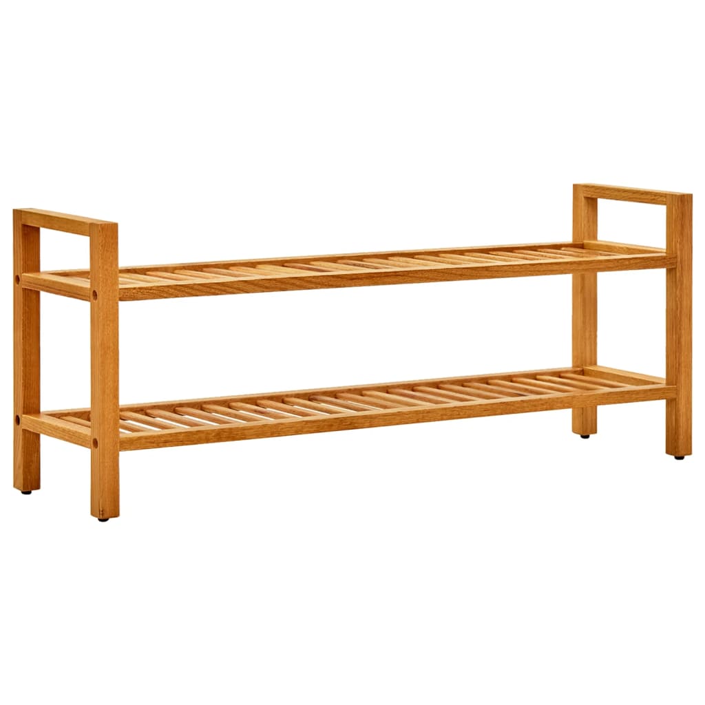 Shoe Rack with 2 Shelves 100x27x40 cm Solid Oak Wood