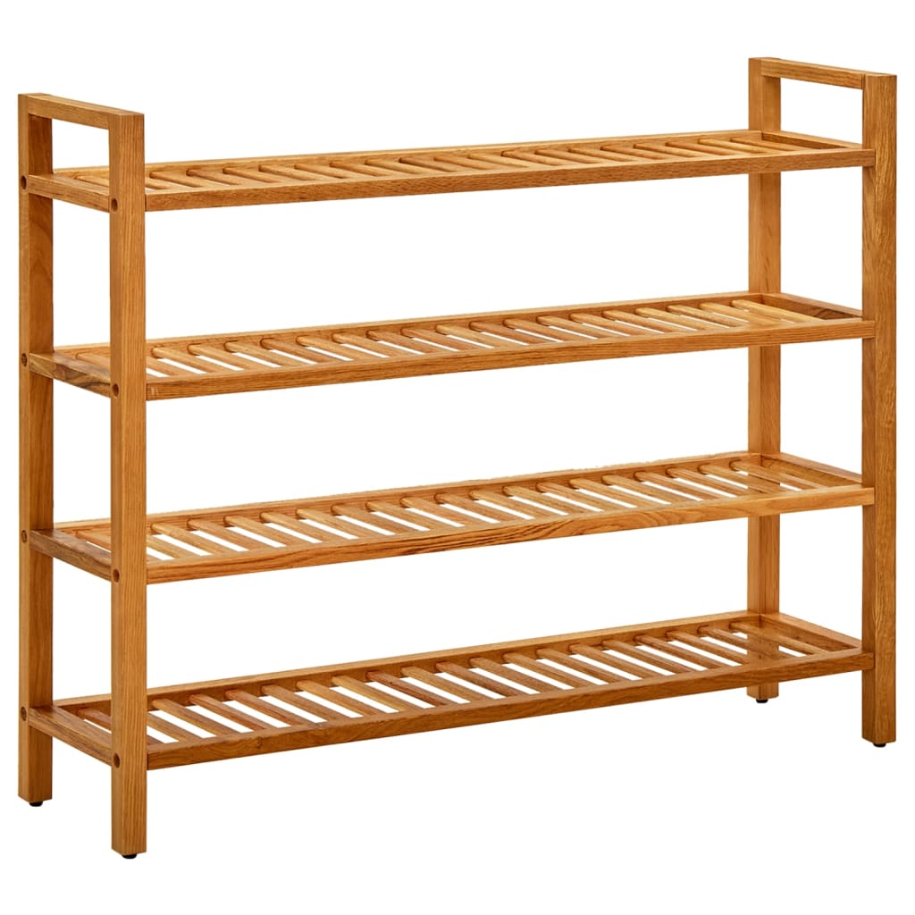 Shoe Rack with 4 Shelves 100x27x80 cm Solid Oak Wood