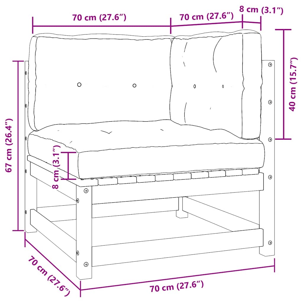 Garden Corner Sofa with Anthracite Cushions Solid Pinewood