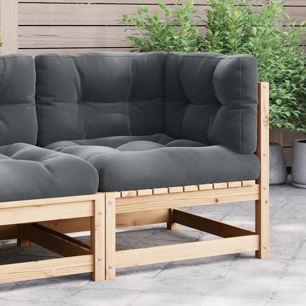 Garden Corner Sofa with Anthracite Cushions Solid Pinewood