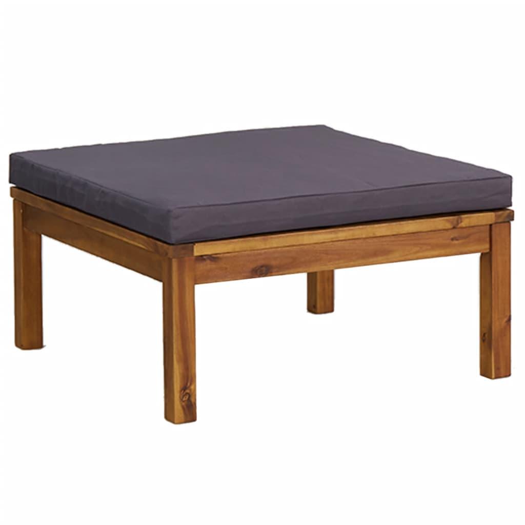 3 Piece Garden Lounge Set with Dark Grey Cushions Acacia Wood