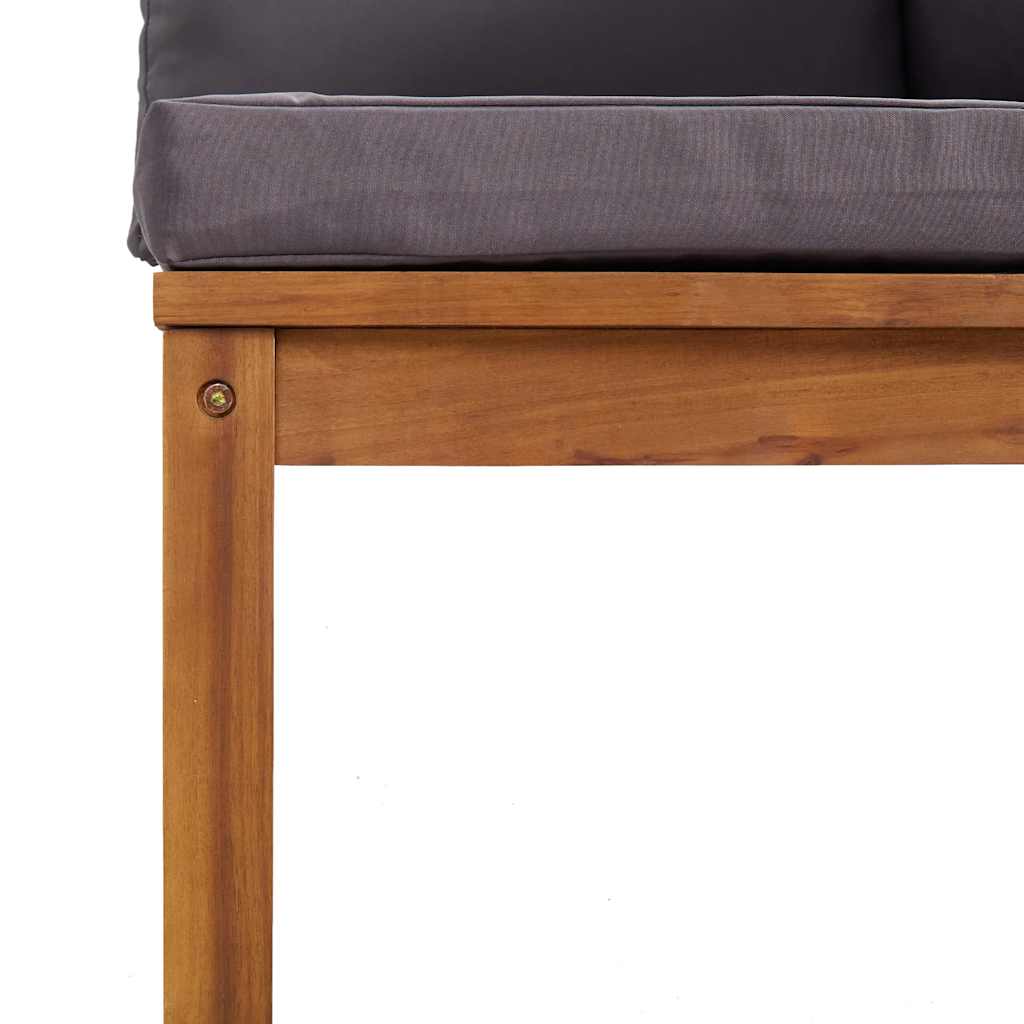 Sectional Corner Sofa with Dark Grey Cushions Solid Acacia Wood