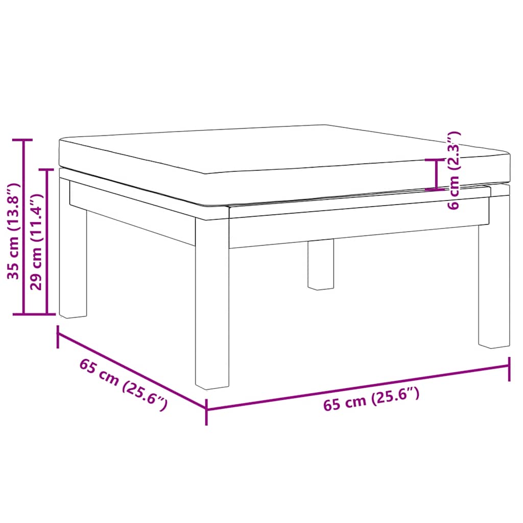 Footrest with Dark Grey Cushion Solid Acacia Wood