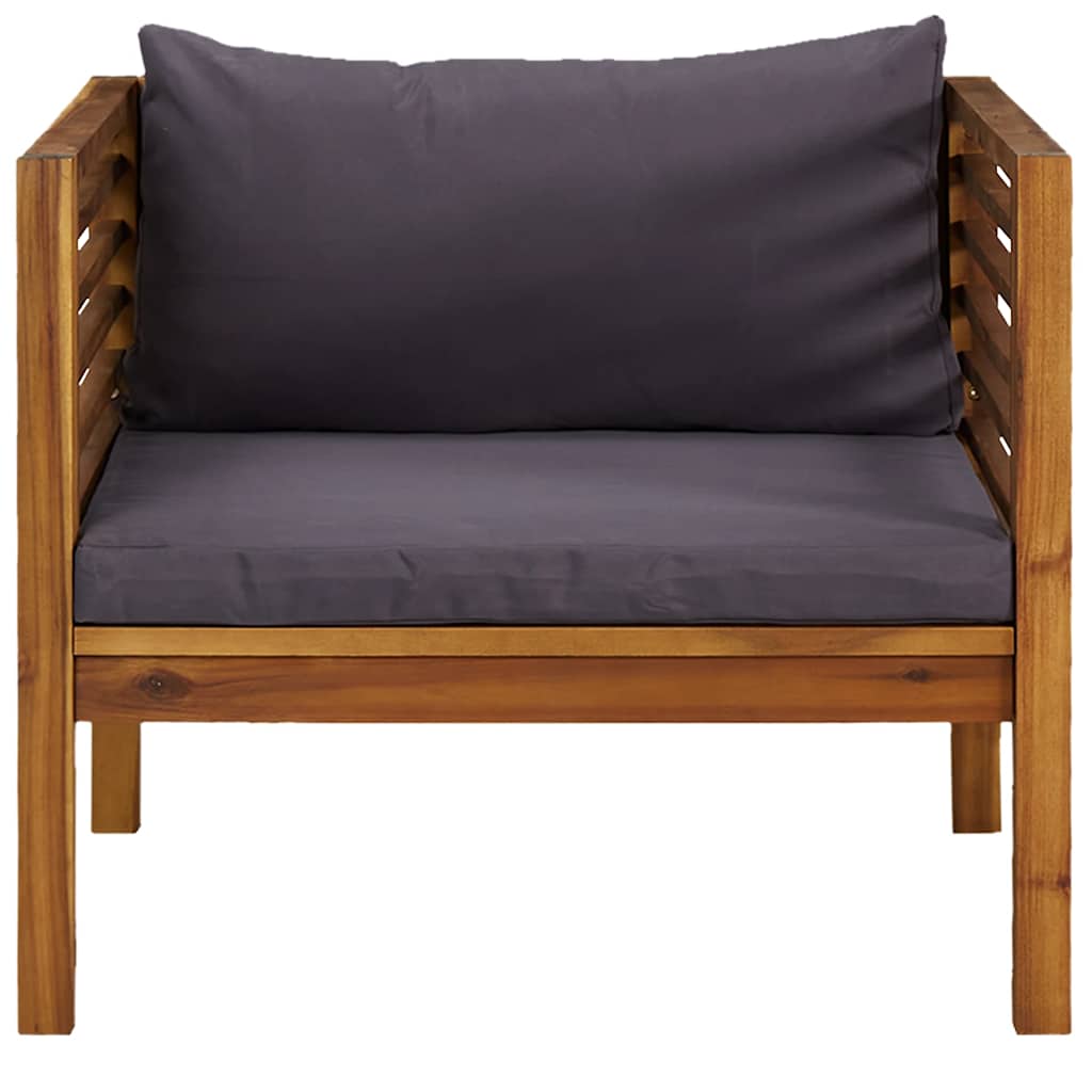 Garden Chair with Dark Grey Cushions Solid Acacia Wood