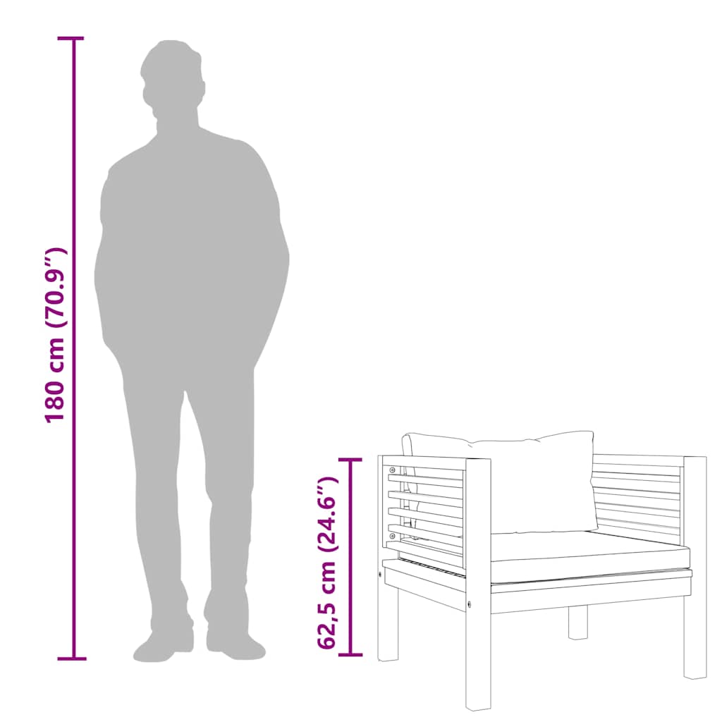 Garden Chair with Cream White Cushions Solid Acacia Wood