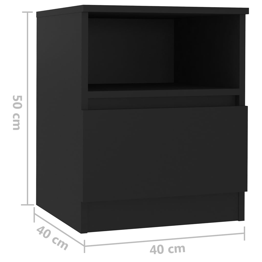 Bed Cabinets 2 pcs Black 40x40x50 cm Engineered Wood