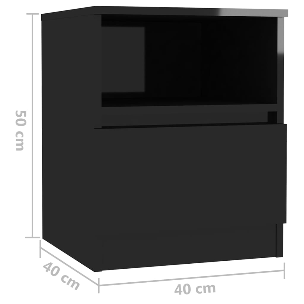 Bed Cabinets 2 pcs High Gloss Black 40x40x50 cm Engineered Wood