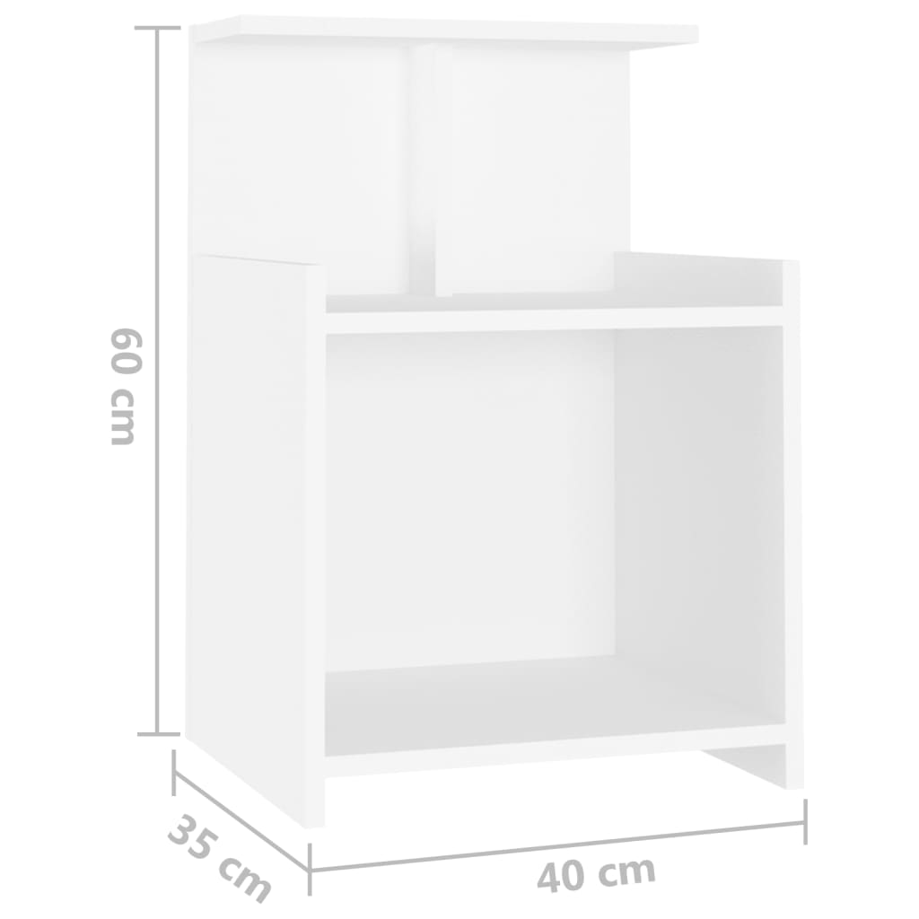 Bed Cabinets 2 pcs White 40x35x60 cm Engineered Wood