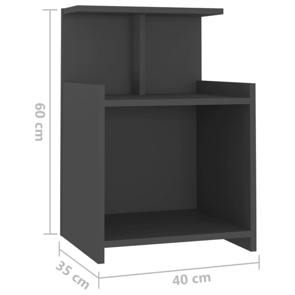 Bed Cabinet Grey 40x35x60 cm Engineered Wood