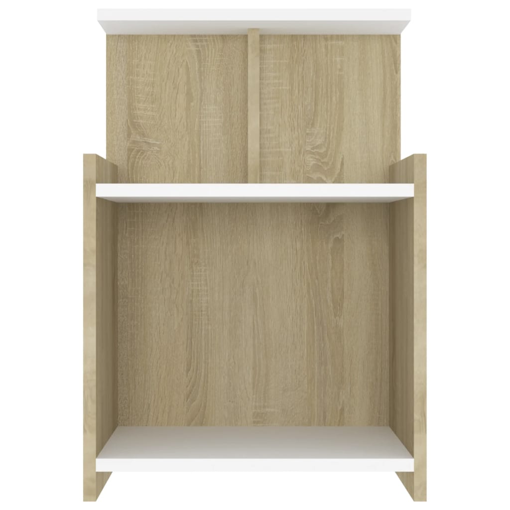 Bed Cabinet White and Sonoma Oak 40x35x60 cm Engineered Wood