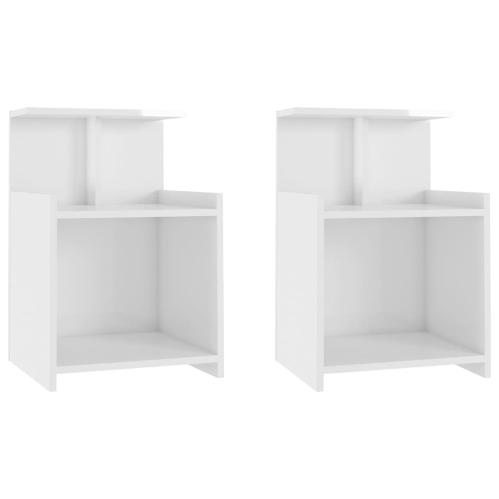 Bed Cabinets 2 pcs High Gloss White 40x35x60 cm Engineered Wood