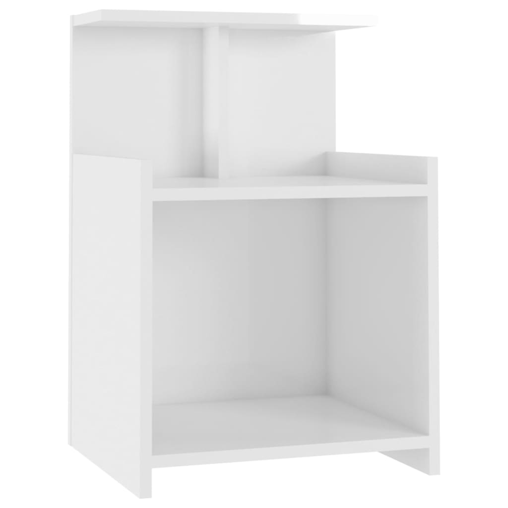 Bed Cabinets 2 pcs High Gloss White 40x35x60 cm Engineered Wood