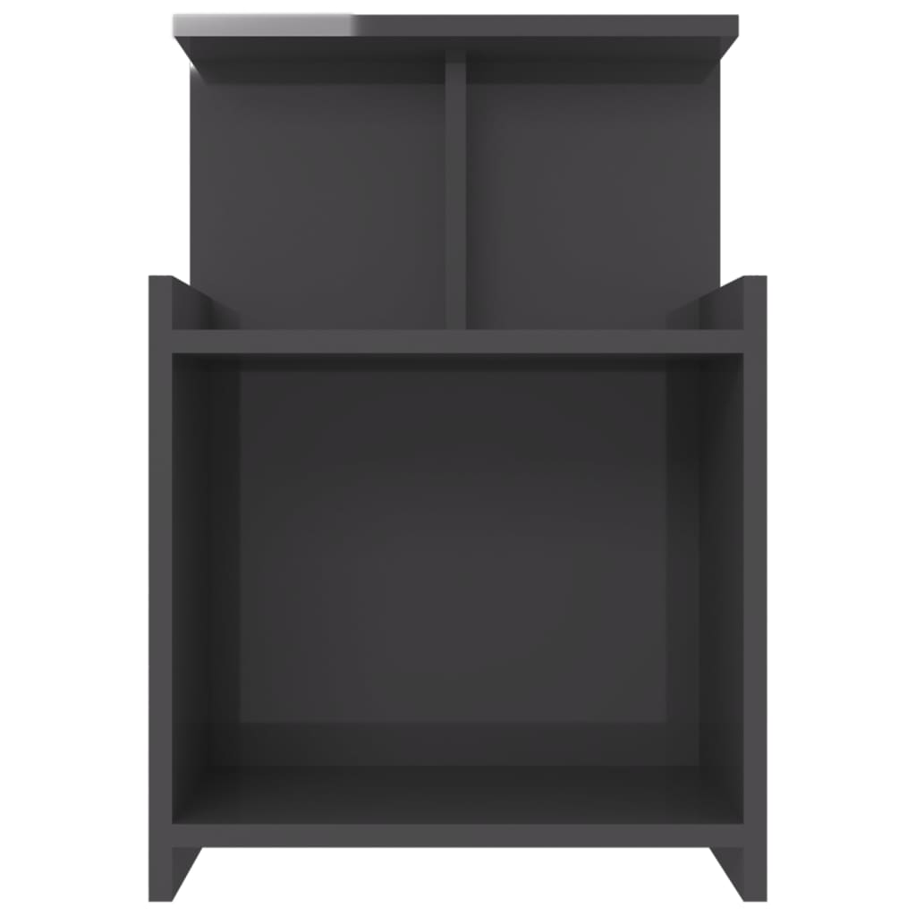 Bed Cabinets 2 pcs High Gloss Grey 40x35x60 cm Engineered Wood