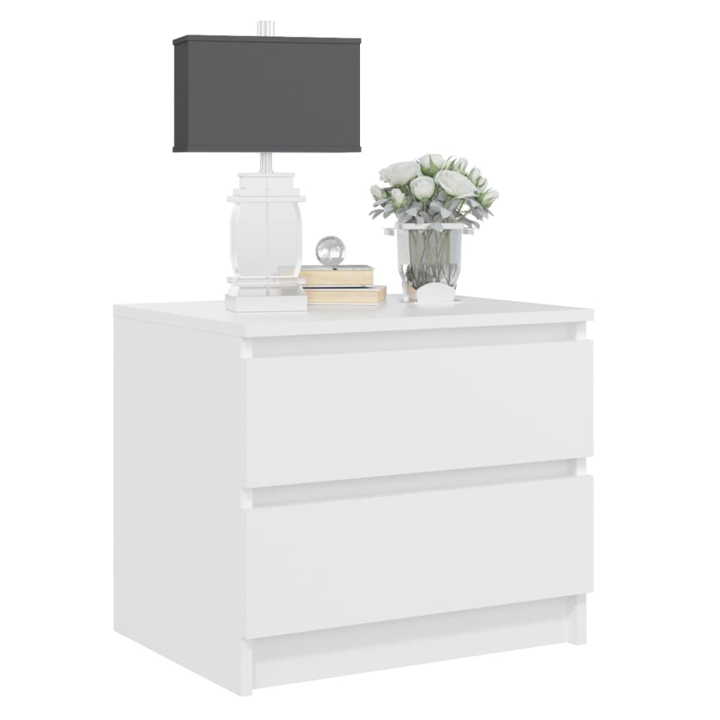 Bed Cabinet White 50x39x43.5 cm Engineered Wood