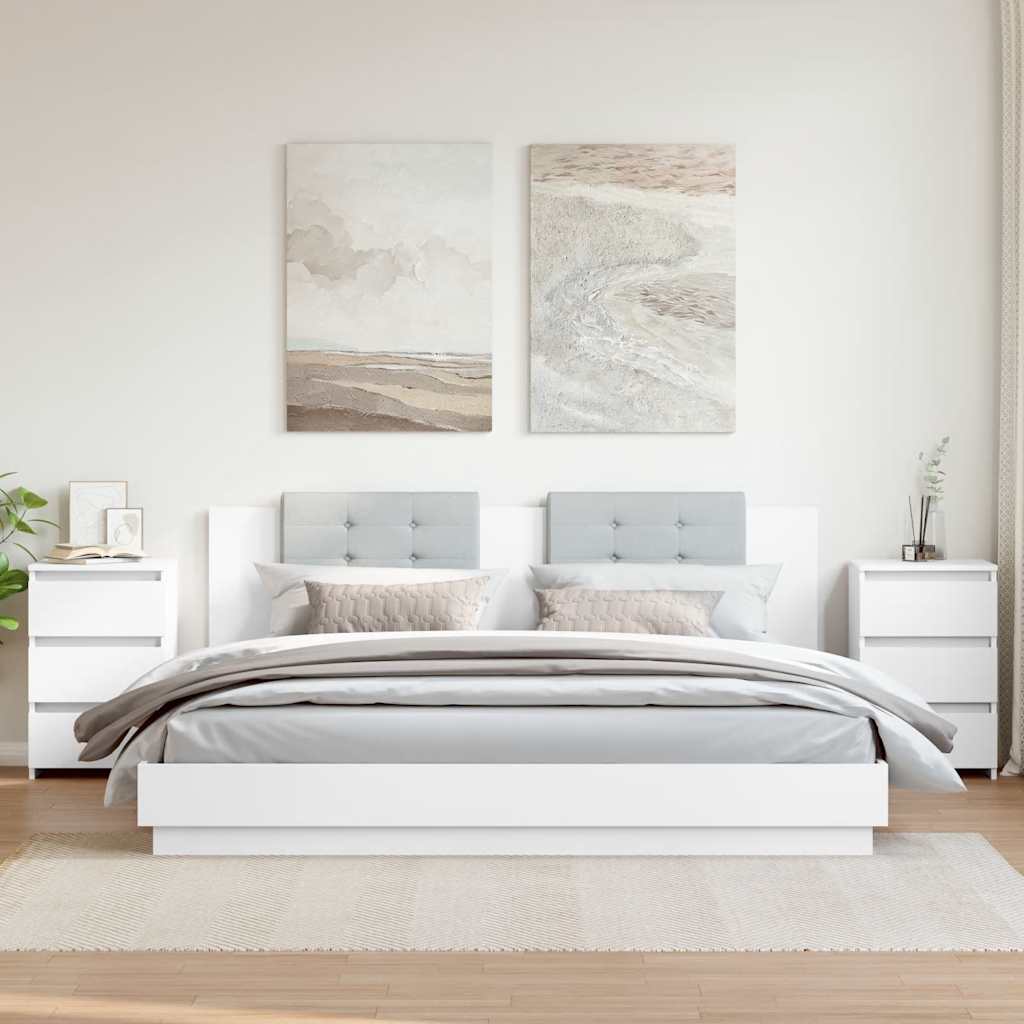 Bed Cabinets 2 pcs White 40x35x62.5 cm Engineered Wood