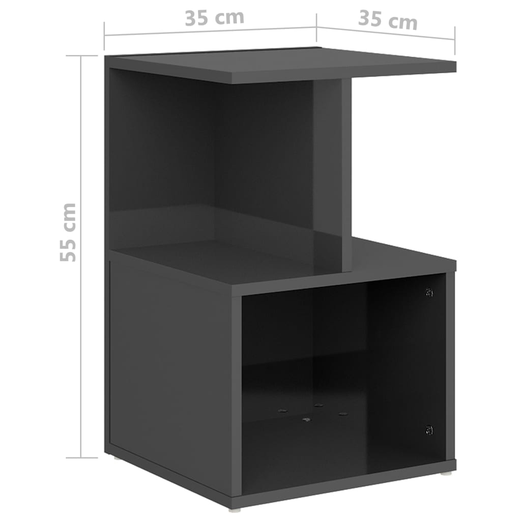 Bedside Cabinets 2 pcs High Gloss Grey 35x35x55 cm Engineered Wood