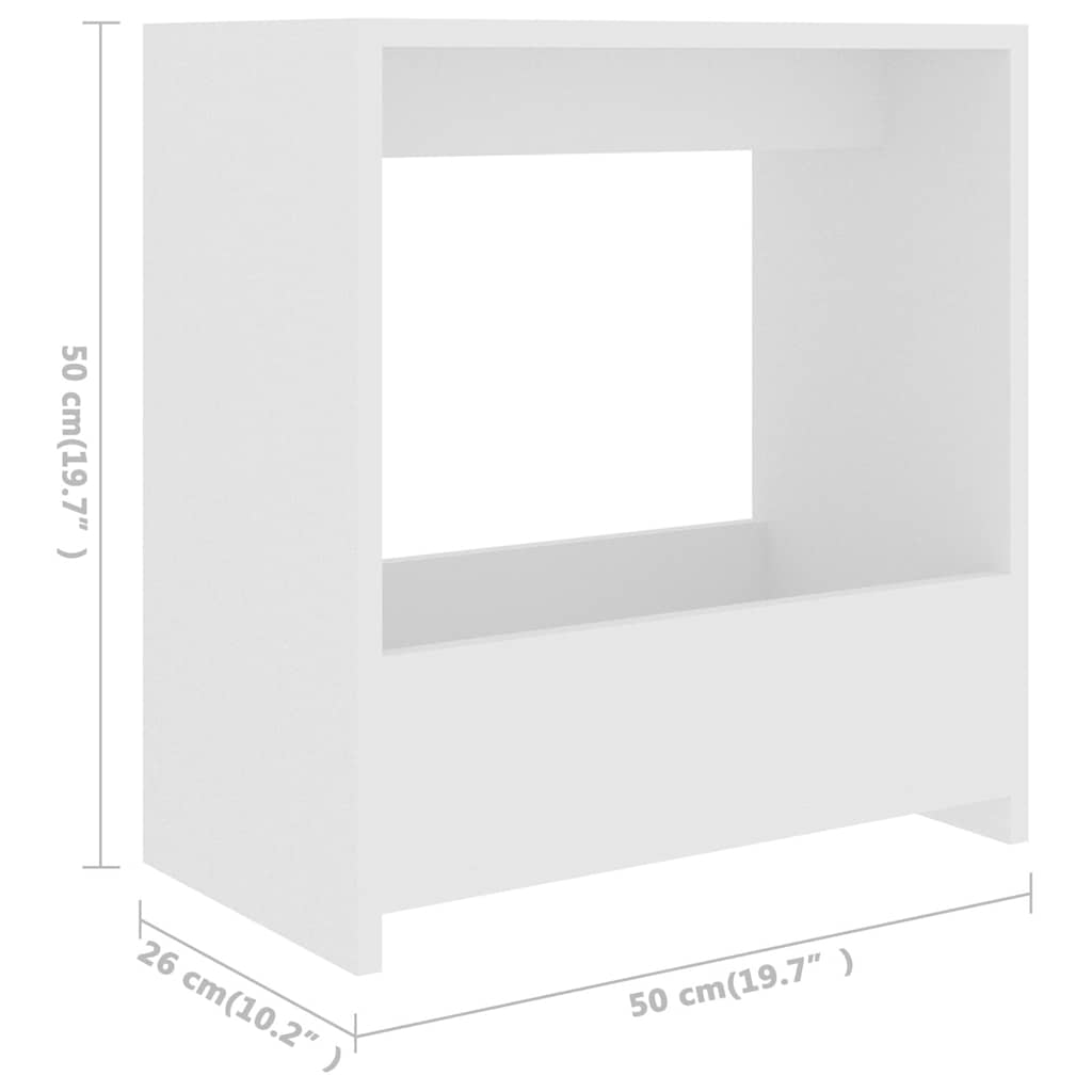 Side Table White 50x26x50 cm Engineered Wood