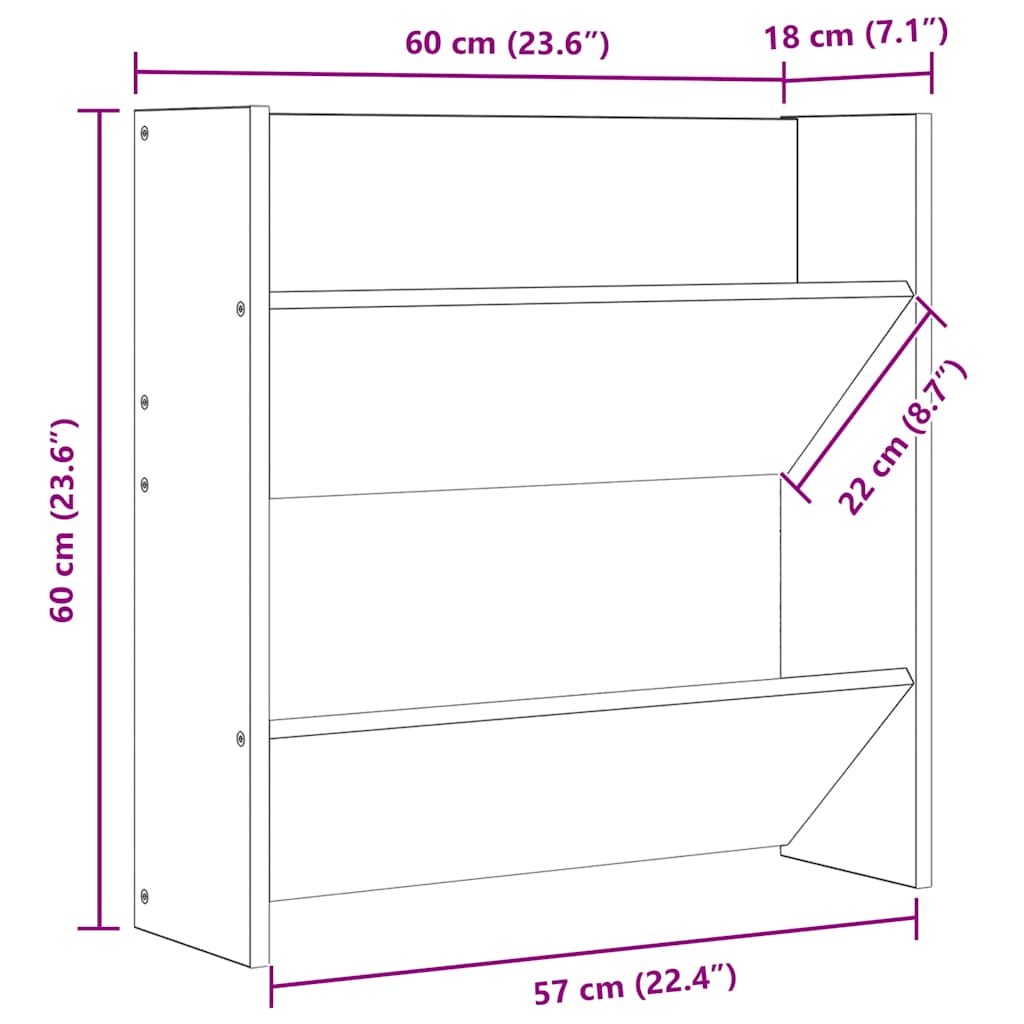 Wall Shoe Cabinets 4 pcs High Gloss Grey 60x18x60 cm Engineered Wood