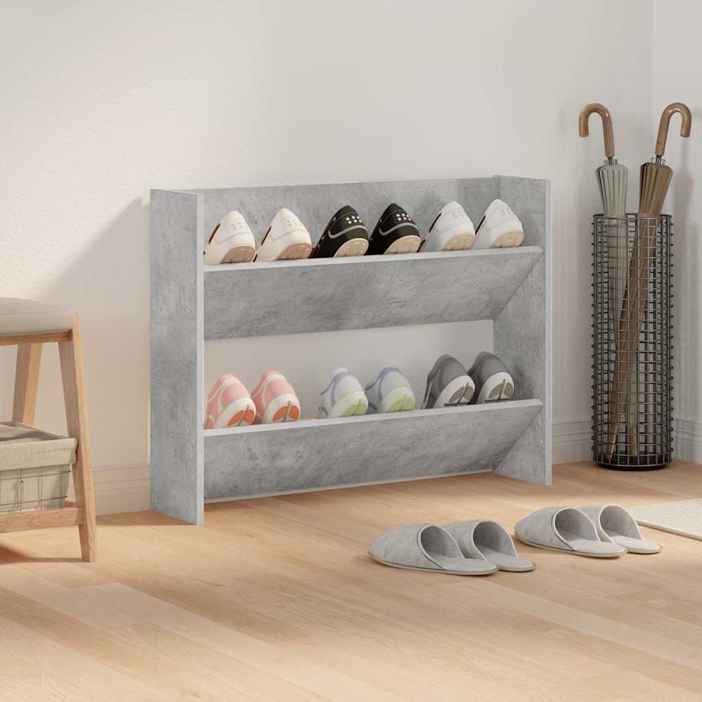 Wall Shoe Cabinet Concrete Grey 80x18x60 cm Engineered Wood