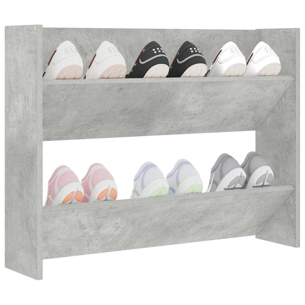 Wall Shoe Cabinet Concrete Grey 80x18x60 cm Engineered Wood