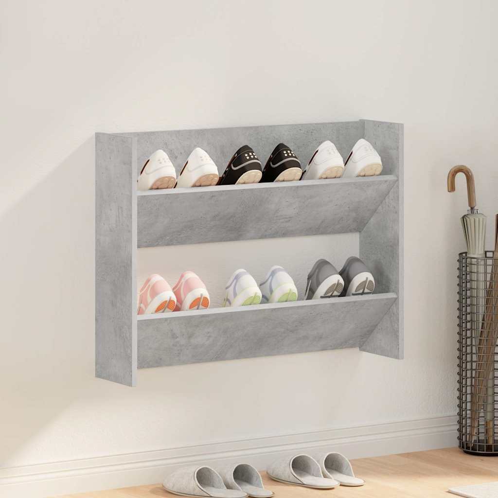 Wall Shoe Cabinet Concrete Grey 80x18x60 cm Engineered Wood