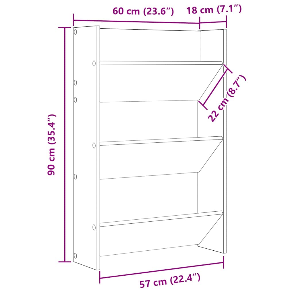 Wall Shoe Cabinet Concrete Grey 60x18x90 cm Engineered Wood