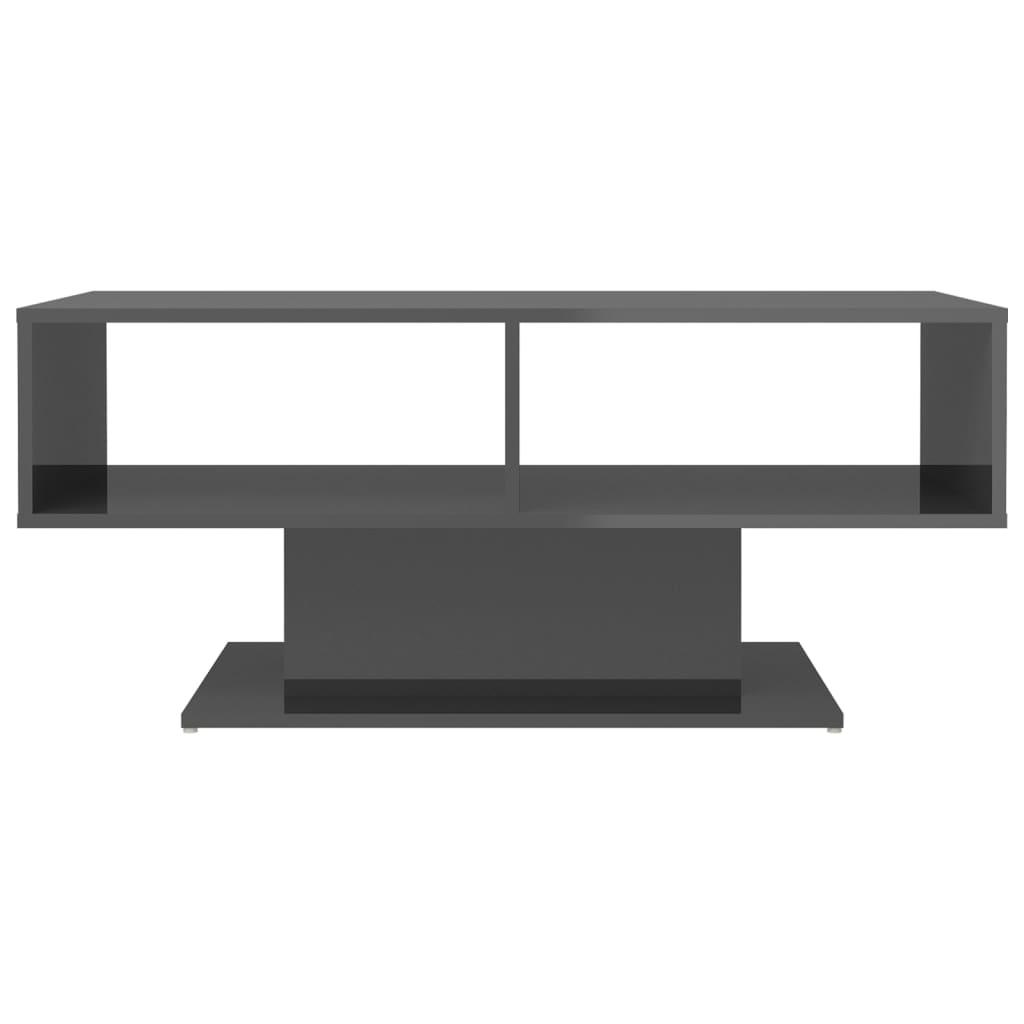 Coffee Table High Gloss Grey 103.5x50x44.5 cm Engineered Wood