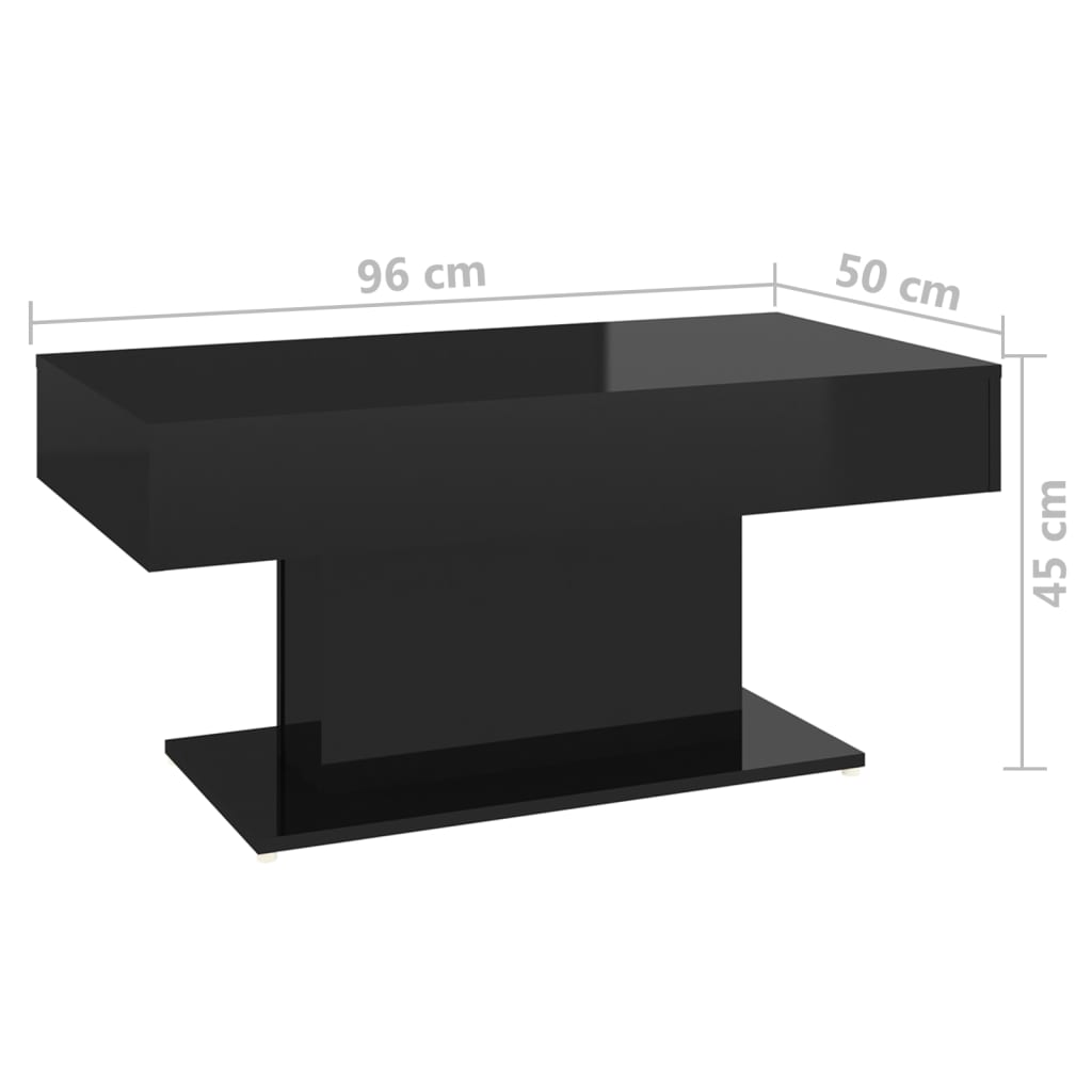 Coffee Table High Gloss Black 96x50x45 cm Engineered Wood