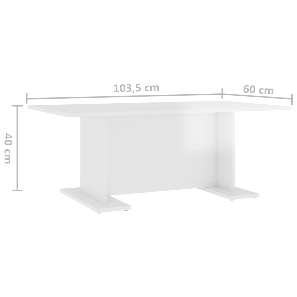 Coffee Table High Gloss White 103.5x60x40 cm Engineered Wood