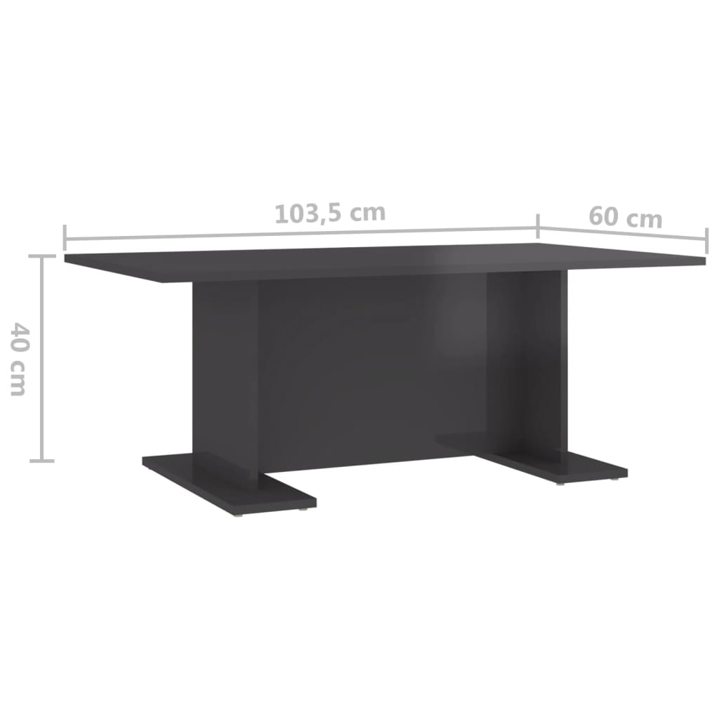 Coffee Table High Gloss Grey 103.5x60x40 cm Engineered Wood