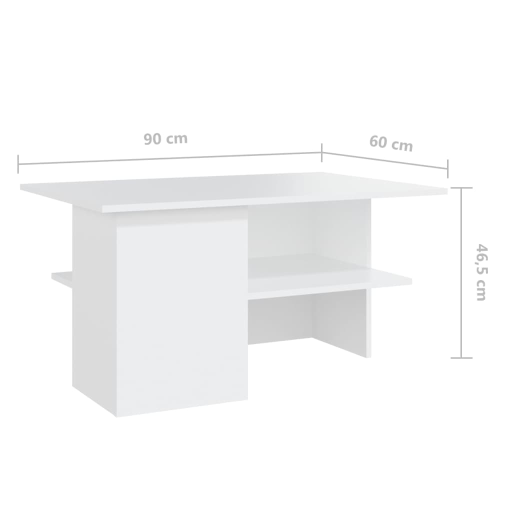 Coffee Table White 90x60x46.5 cm Engineered Wood