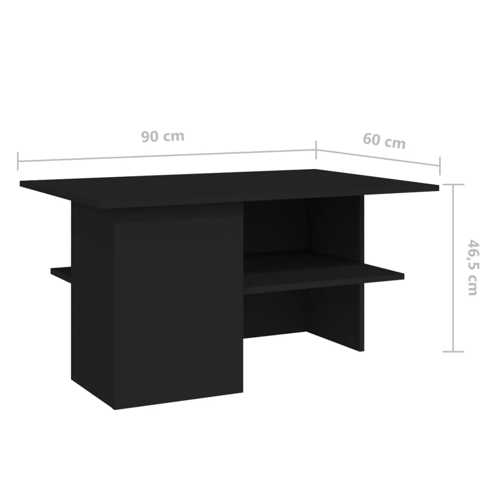 Coffee Table Black 90x60x46.5 cm Engineered Wood