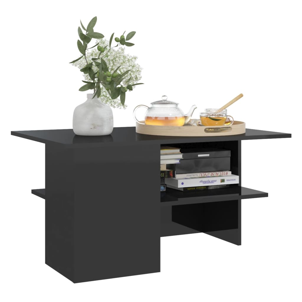 Coffee Table High Gloss Black 90x60x46.5 cm Engineered Wood