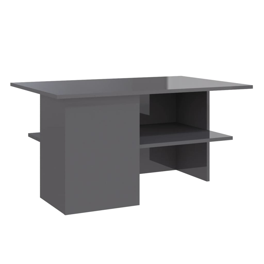 Coffee Table High Gloss Grey 90x60x46.5 cm Engineered Wood