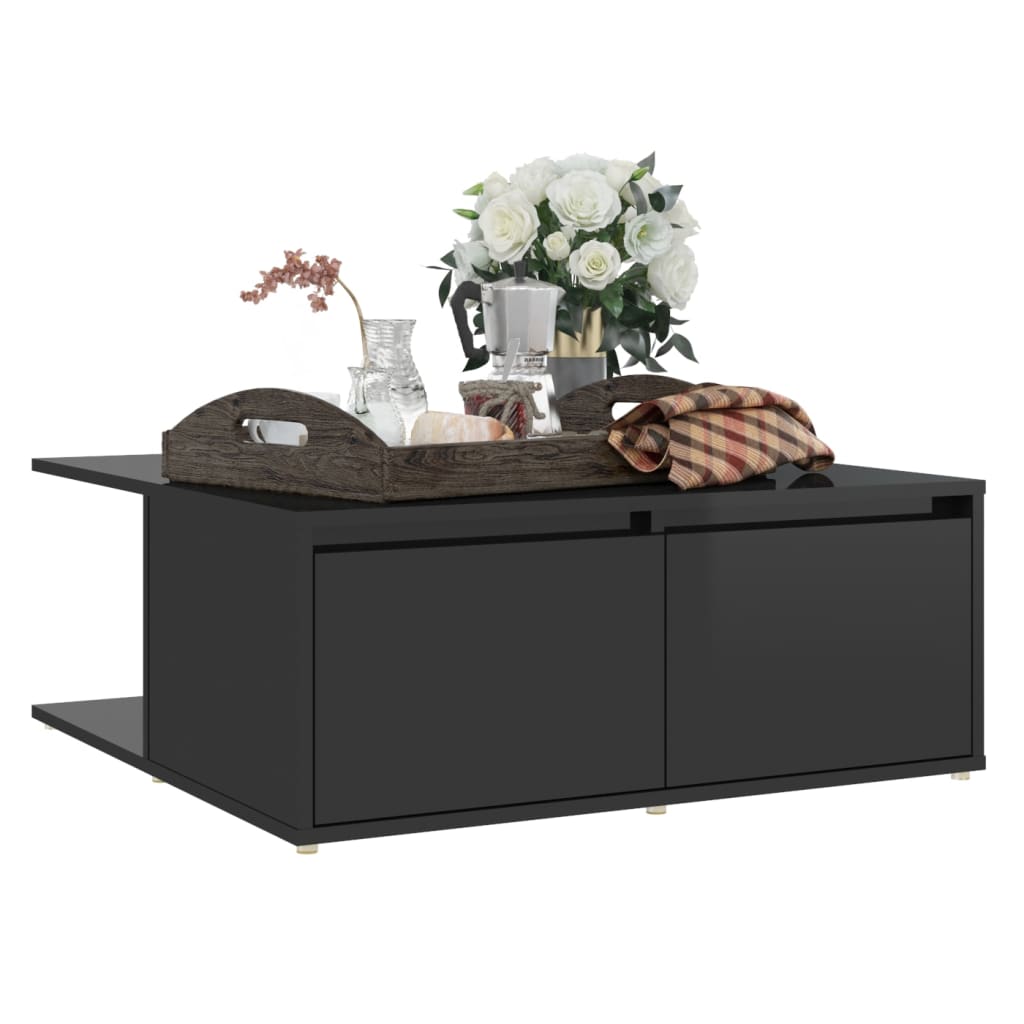 Coffee Table High Gloss Black 80x80x31 cm Engineered Wood