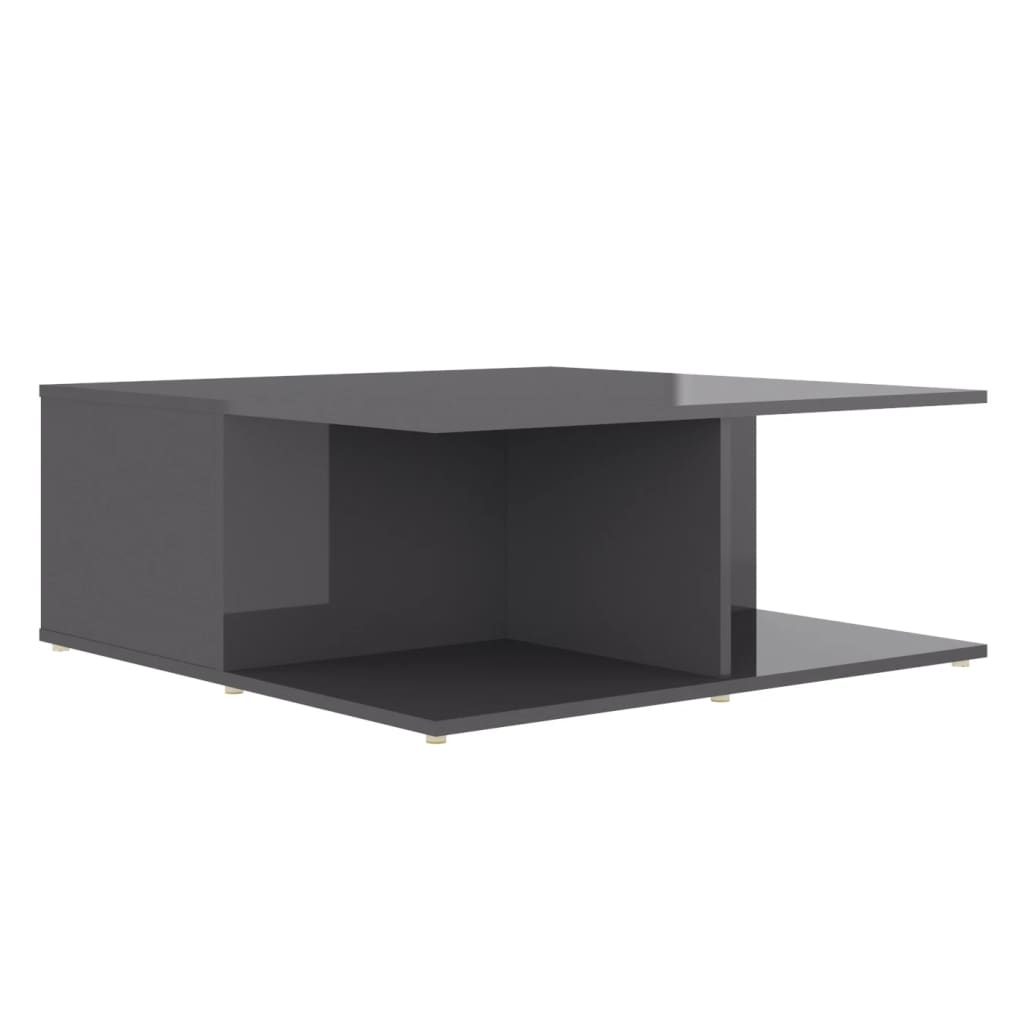 Coffee Table High Gloss Grey 80x80x31 cm Engineered Wood