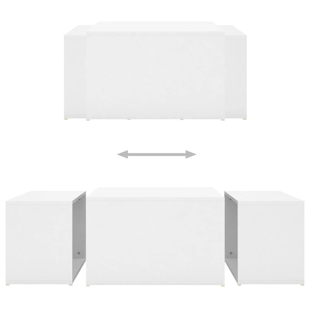 3 Piece Nesting Coffee Table Set White 60x60x38 cm Engineered Wood