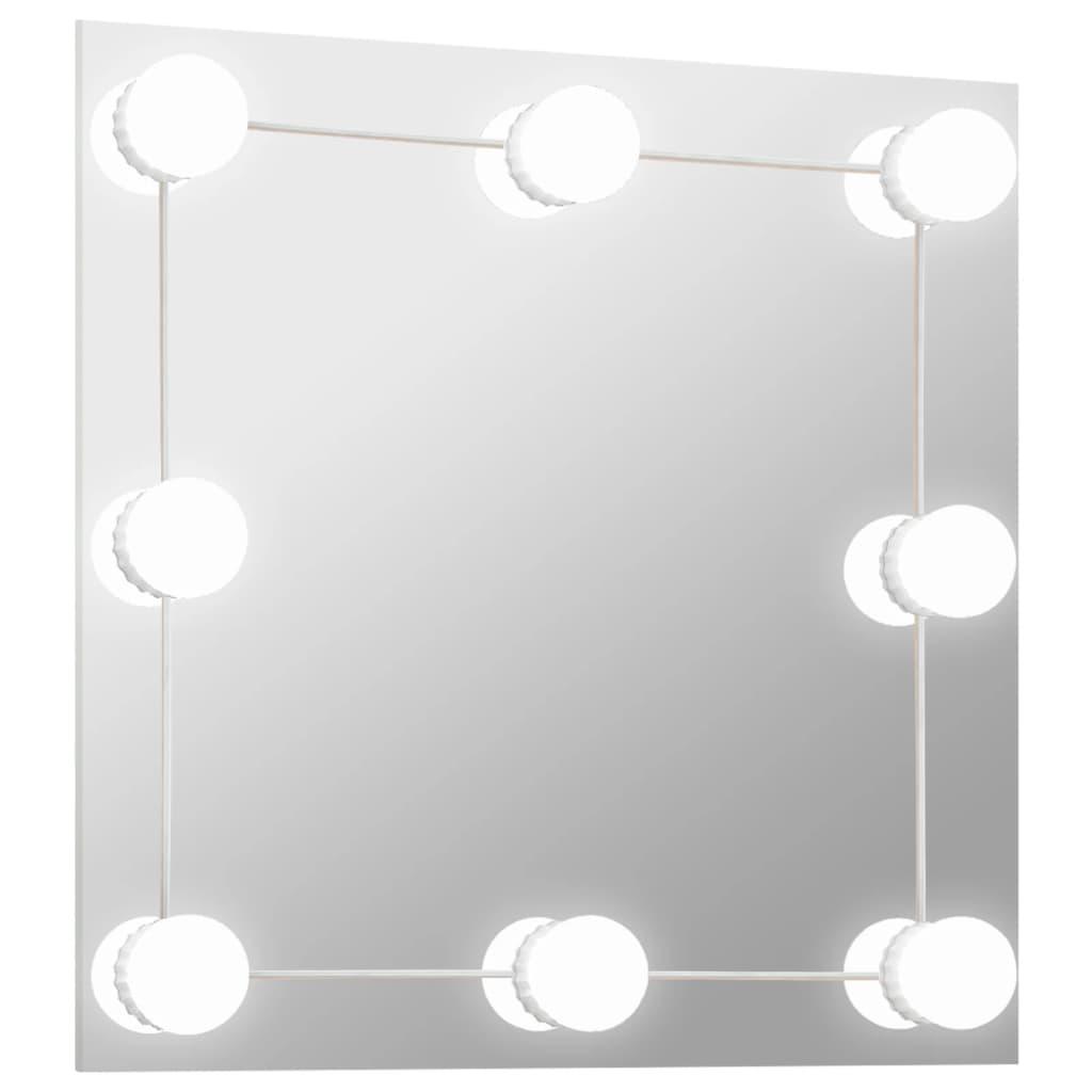 Wall Mirror with LED Lights Square Glass