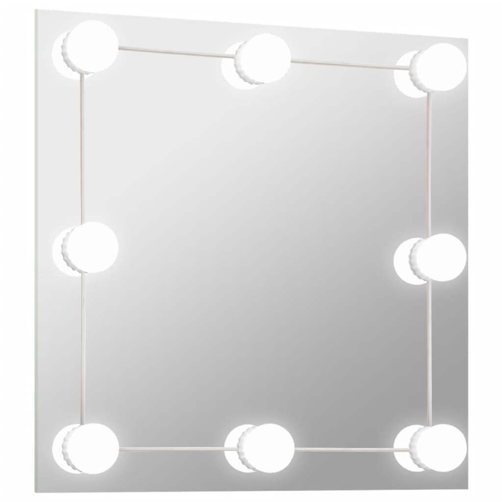 Wall Mirror with LED Lights Square Glass